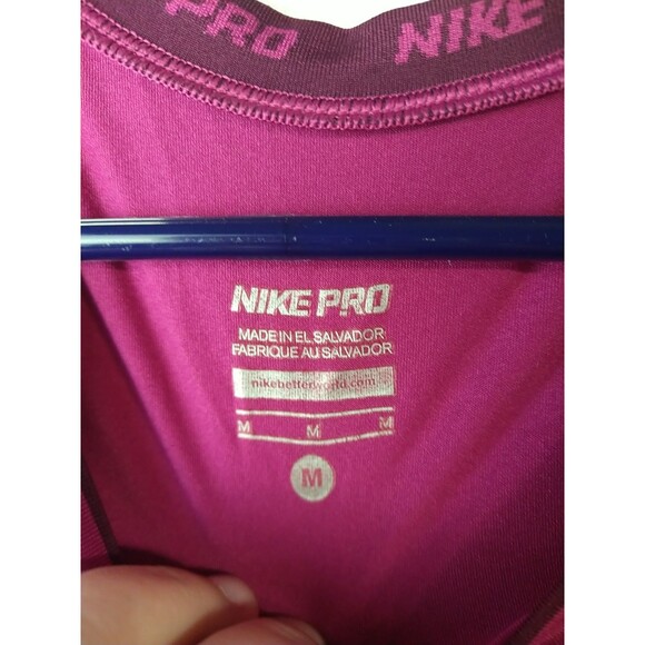 Nike Pro Woman M V Neck Purple SS Dri Fit Activewear Pullover Tee - Picture 3 of 9